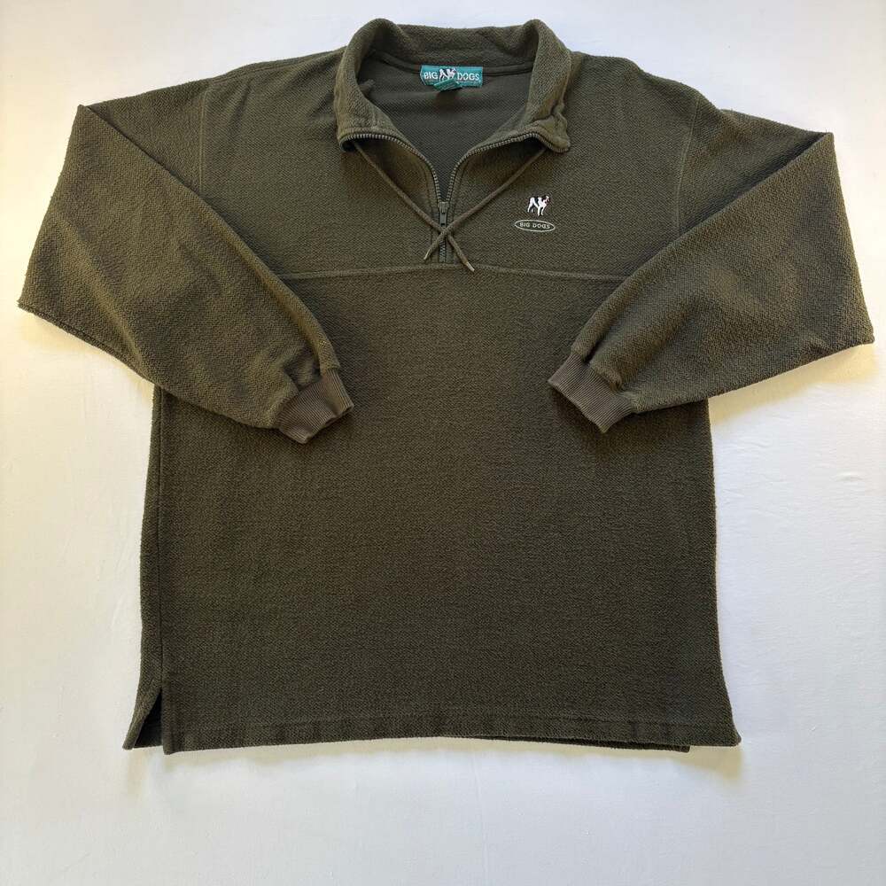 Big Dogs Knit Quarter Zip Long Sleeve, Mens XL, Green